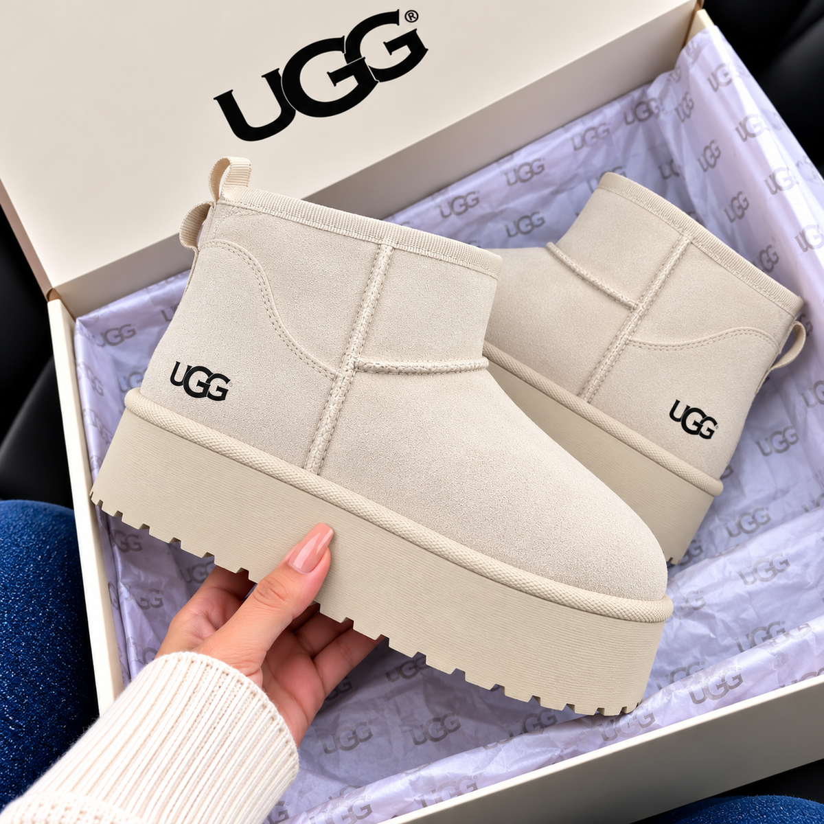 A                     Ugg crem deschis mini +Vrf colet gratis